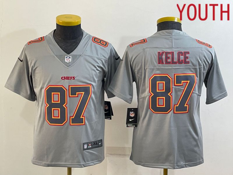 Youth Kansas City Chiefs 87 Kelce Grey 2022 Nike Limited Vapor Untouchable NFL Jersey